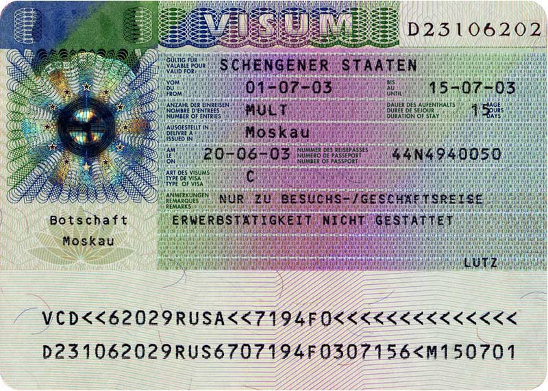 Schengen Vize Örneği